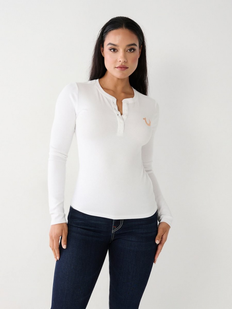 Camisas True Religion Henley Blancas | 97JZQLOEG