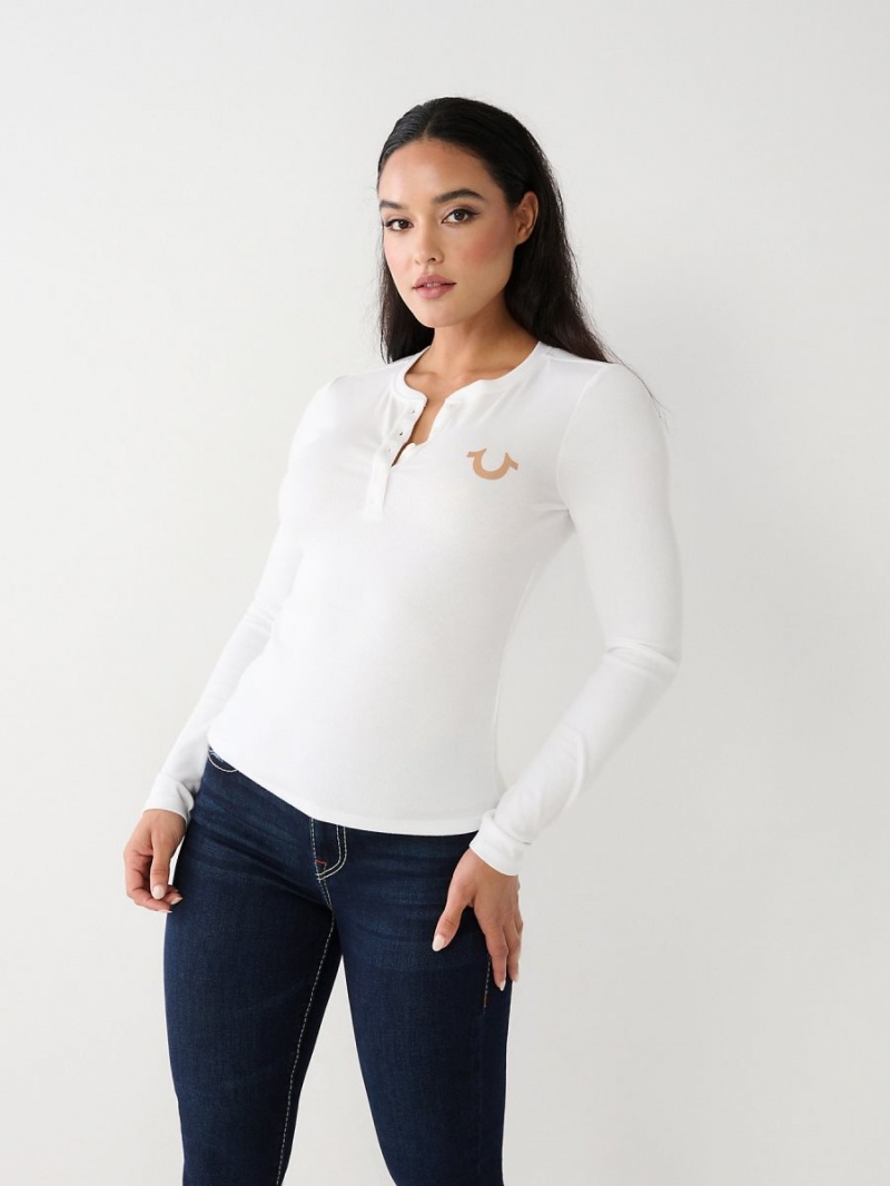 Camisas True Religion Henley Blancas | 97JZQLOEG