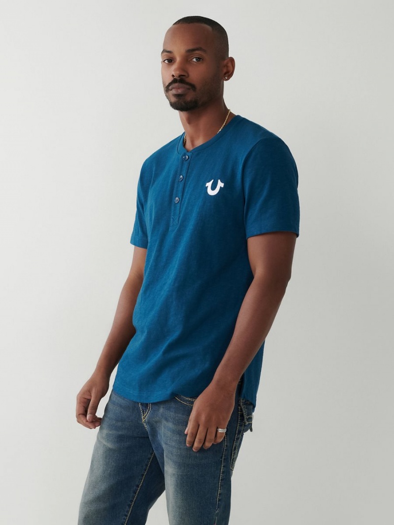 Camisas True Religion Henley Navy/Navy | 85WVNZHOQ