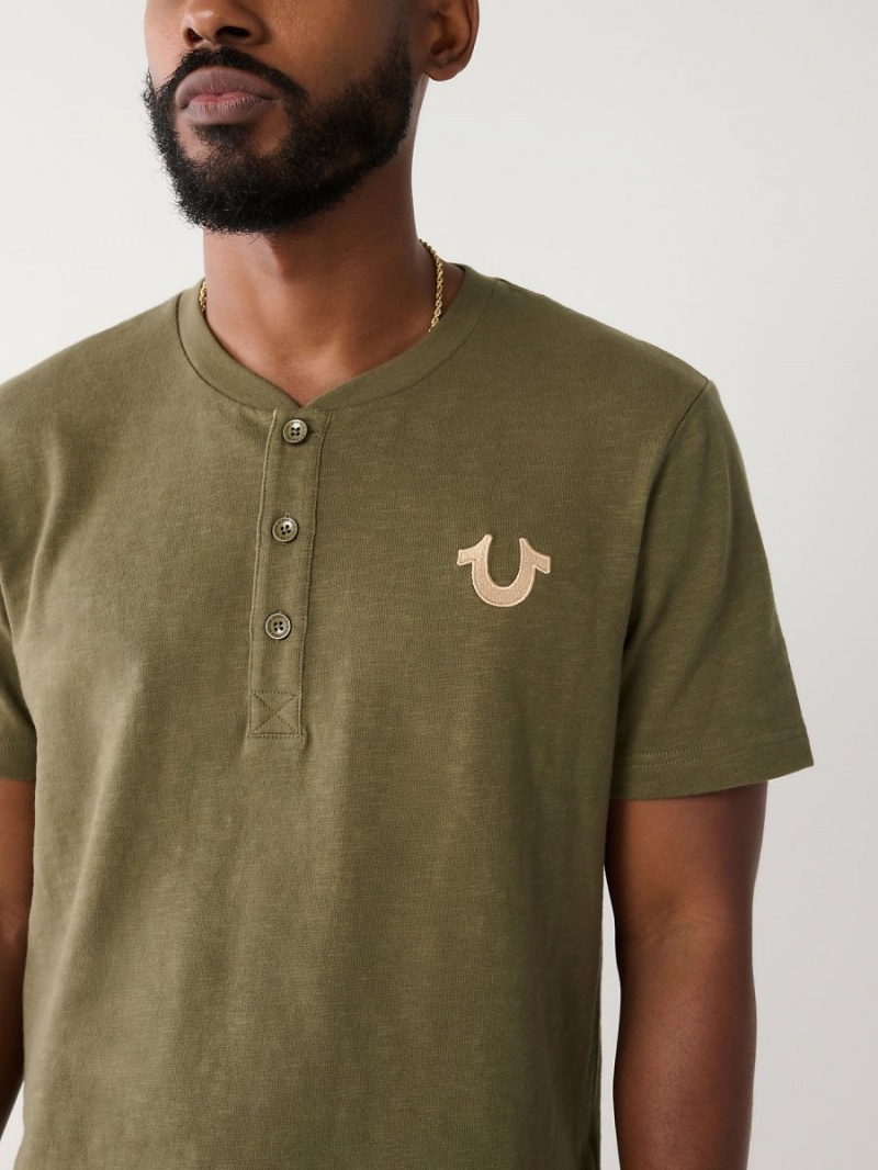 Camisas True Religion Henley Verde | 20NUYIXSM