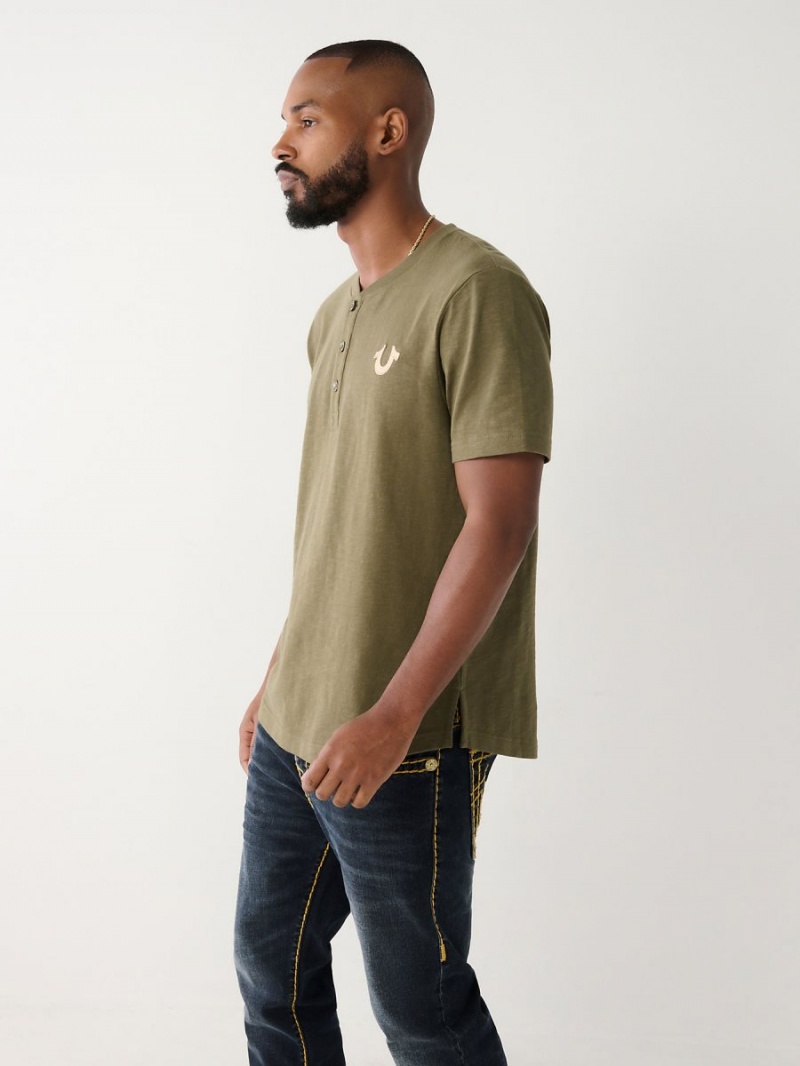 Camisas True Religion Henley Verde | 20NUYIXSM