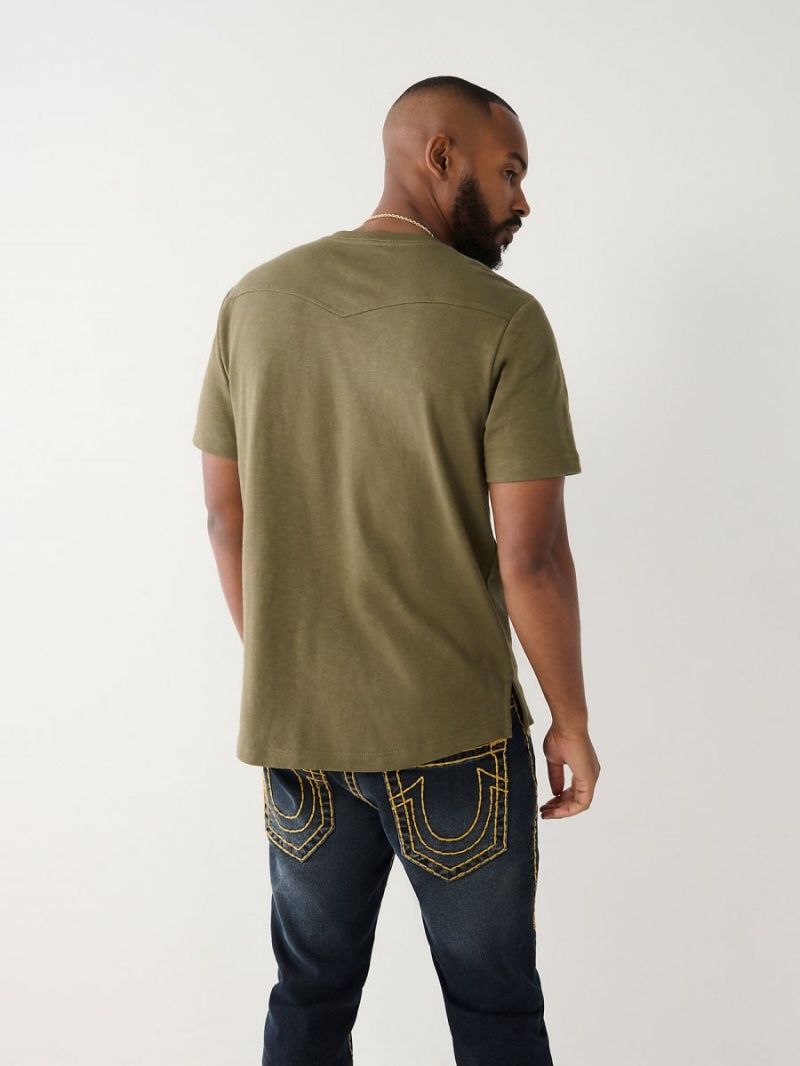 Camisas True Religion Henley Verde | 20NUYIXSM