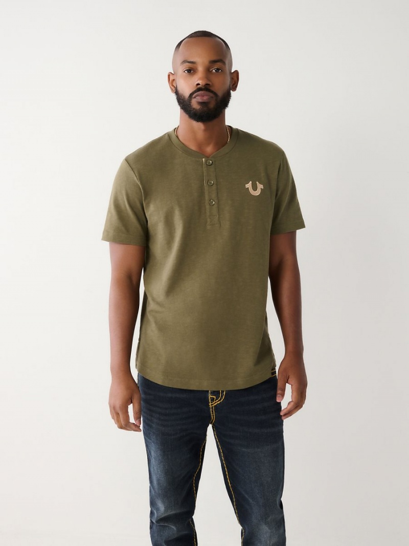 Camisas True Religion Henley Verde | 20NUYIXSM