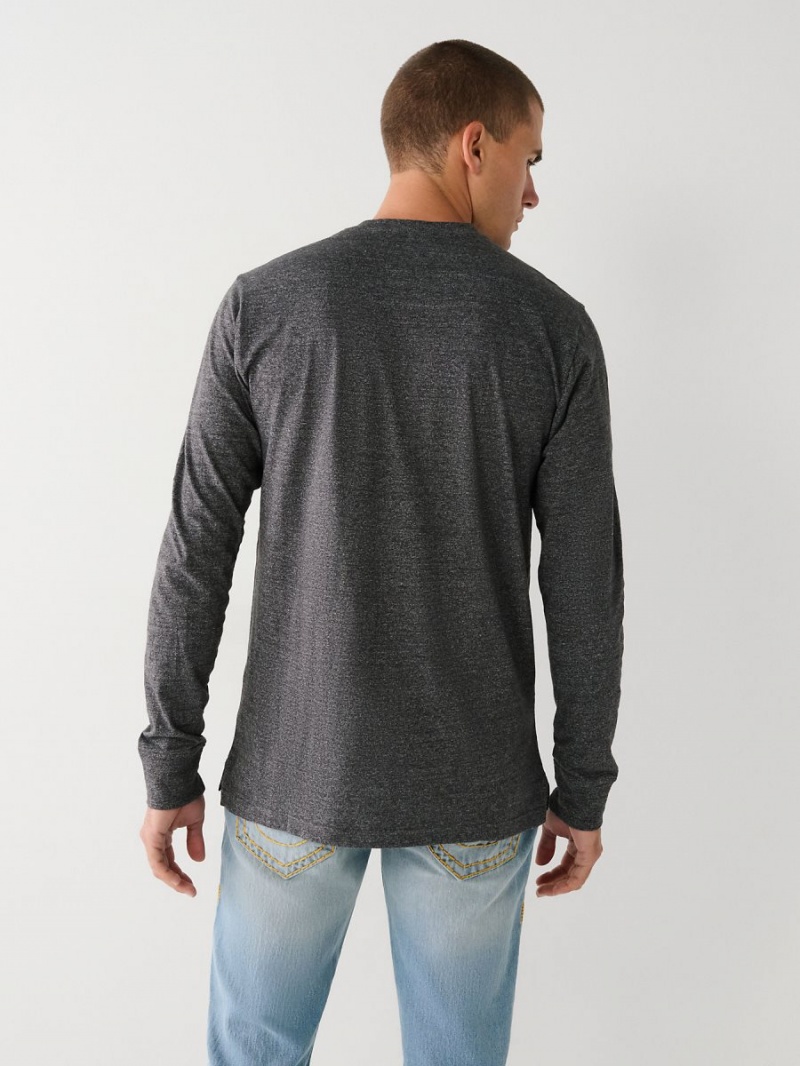 Camisas True Religion Logo Henley Heather Charcoal | 17AGUVHYQ