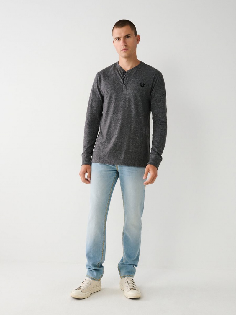 Camisas True Religion Logo Henley Heather Charcoal | 17AGUVHYQ