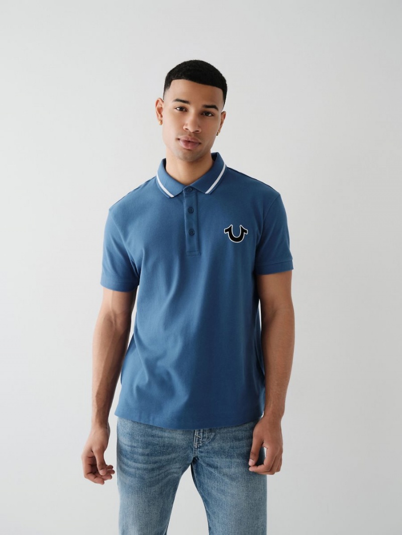 Camisas True Religion Logo Polo Azul Marino | 32SCNQTYM