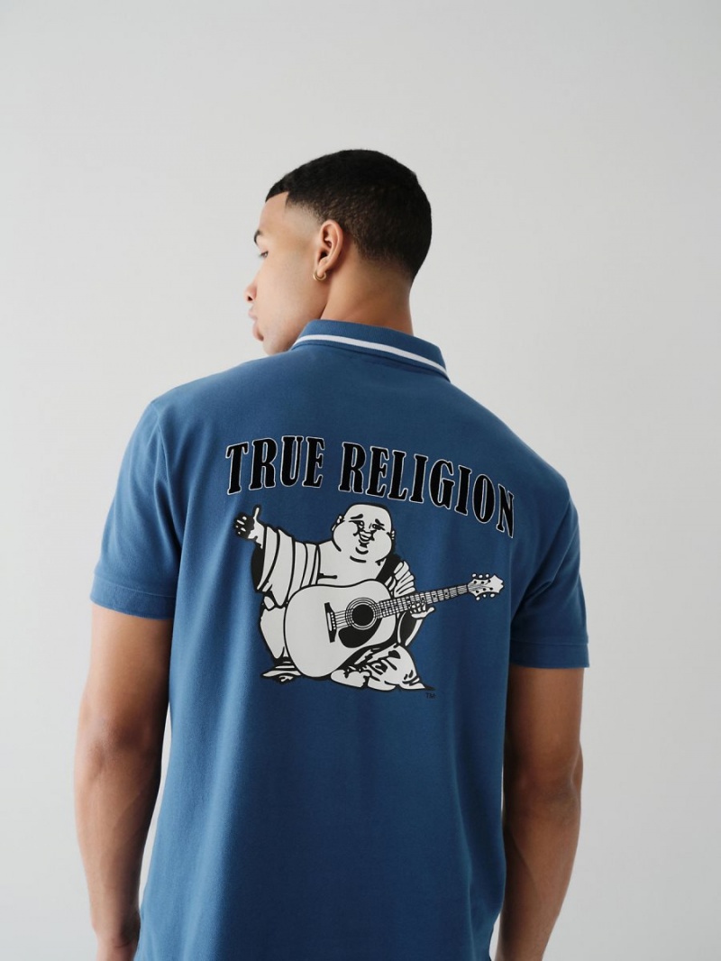 Camisas True Religion Logo Polo Azul Marino | 32SCNQTYM