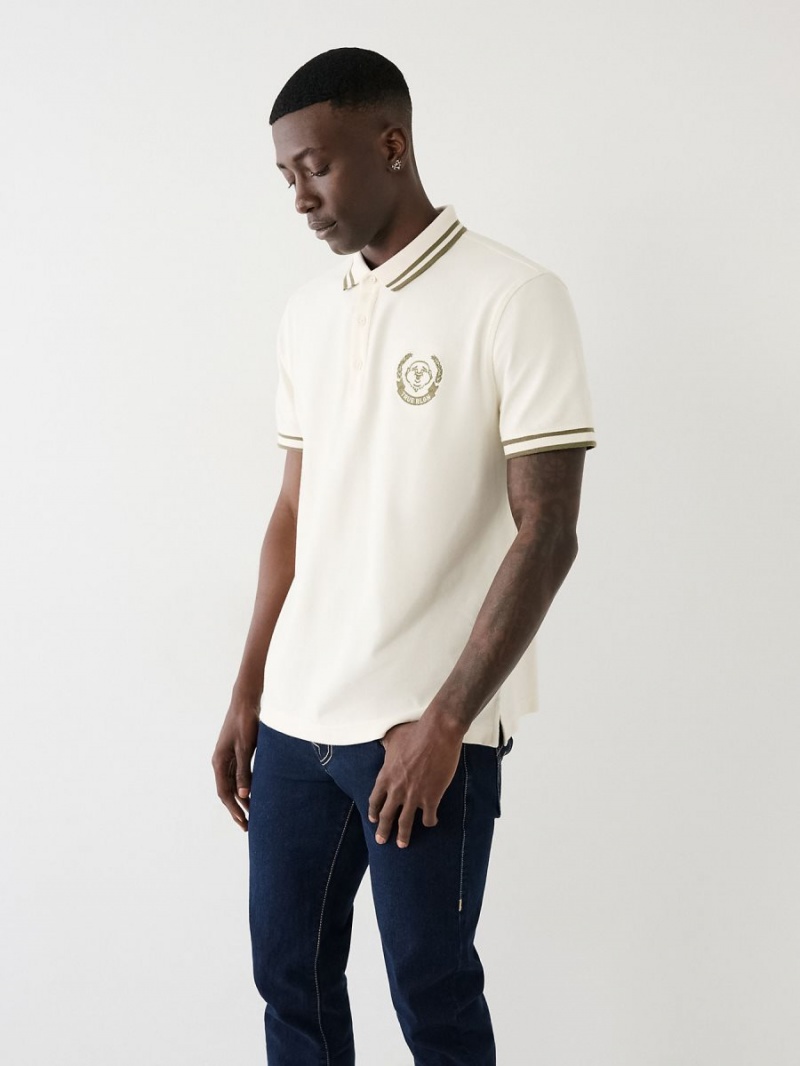 Camisas True Religion Logo Polo Blancas | 39RJDFOYH