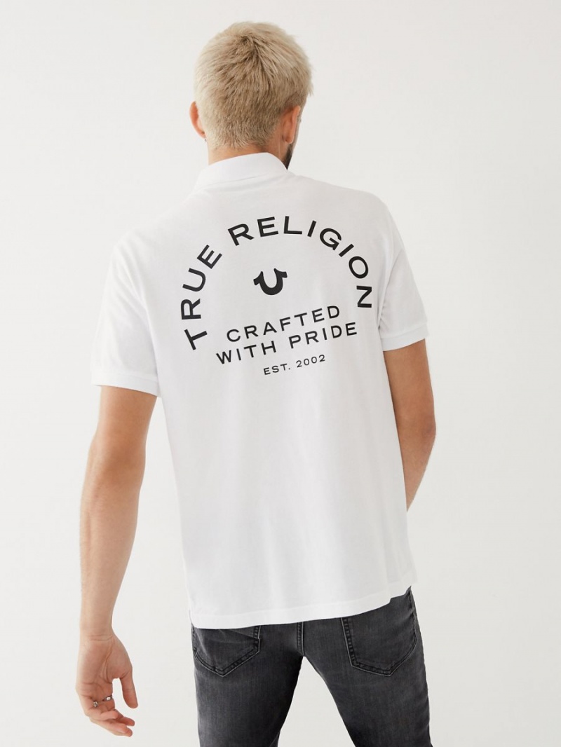 Camisas True Religion Logo Polo Blancas | 46MYHUPZL