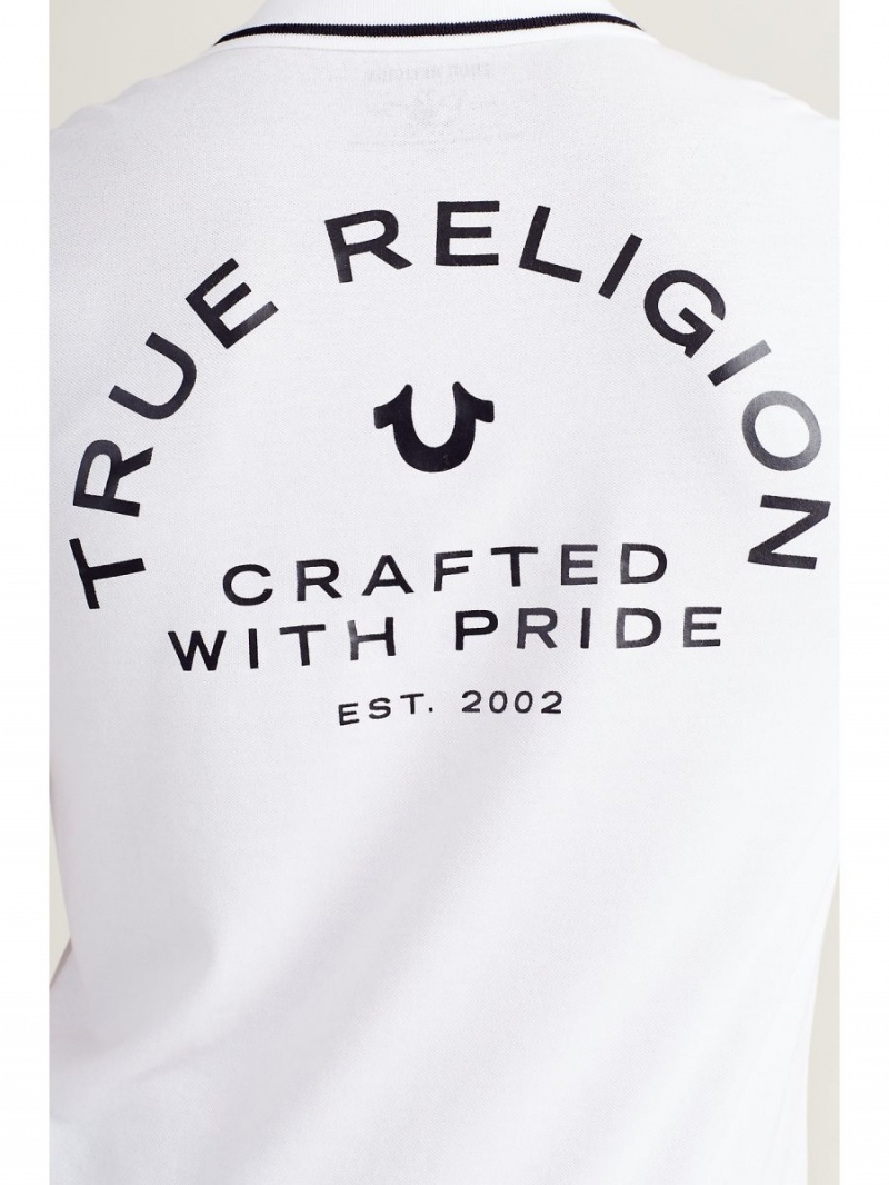 Camisas True Religion Logo Polo Blancas | 10ALIPJRN