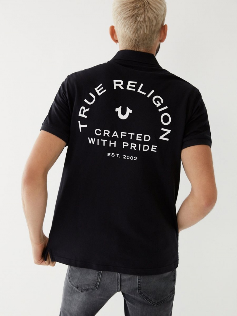 Camisas True Religion Logo Polo Negras | 17RSVYOHE