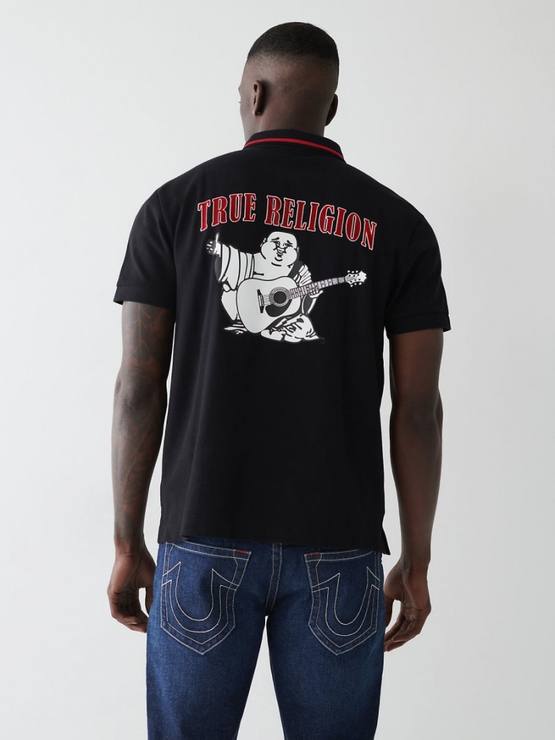 Camisas True Religion Logo Polo Negras | 09OBGYNVP