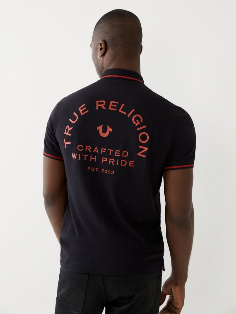 Camisas True Religion Logo Polo Negras | 14FSHDBWO