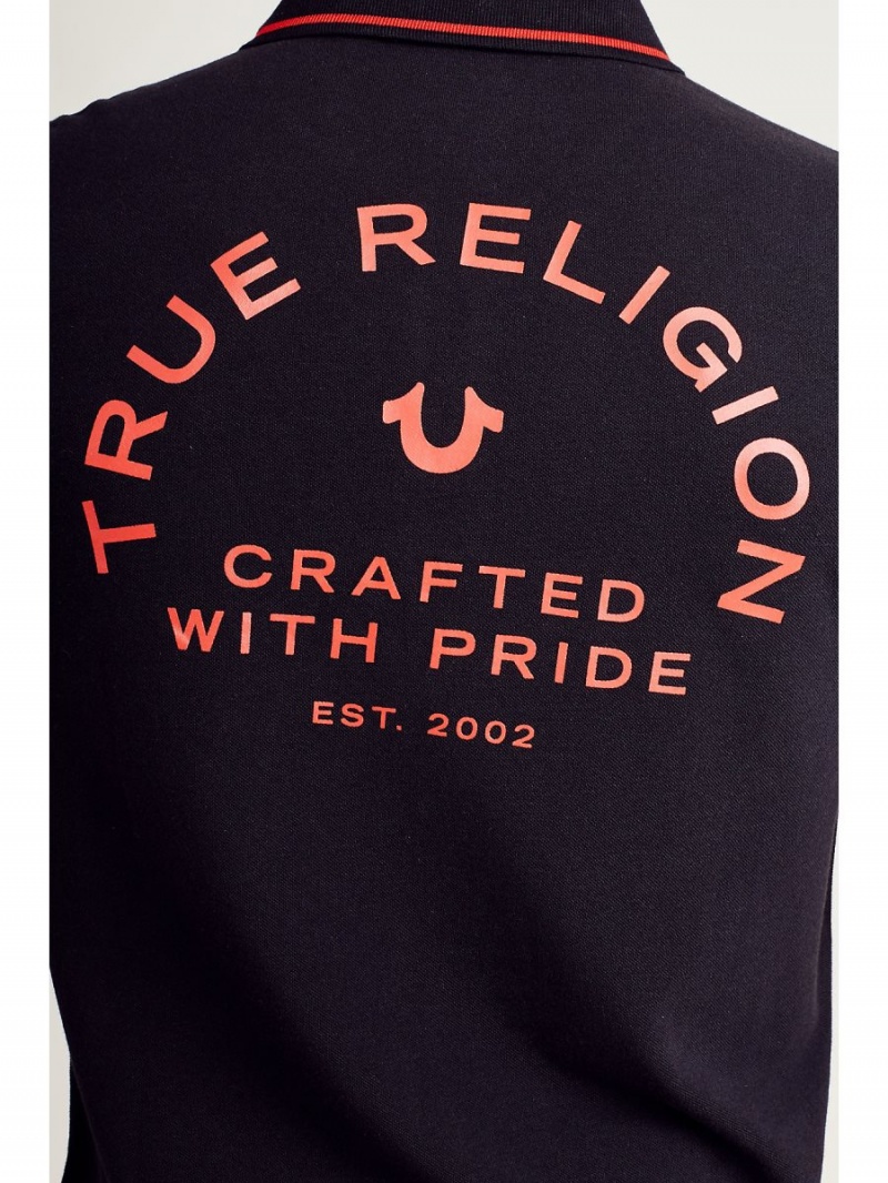 Camisas True Religion Logo Polo Negras | 14FSHDBWO