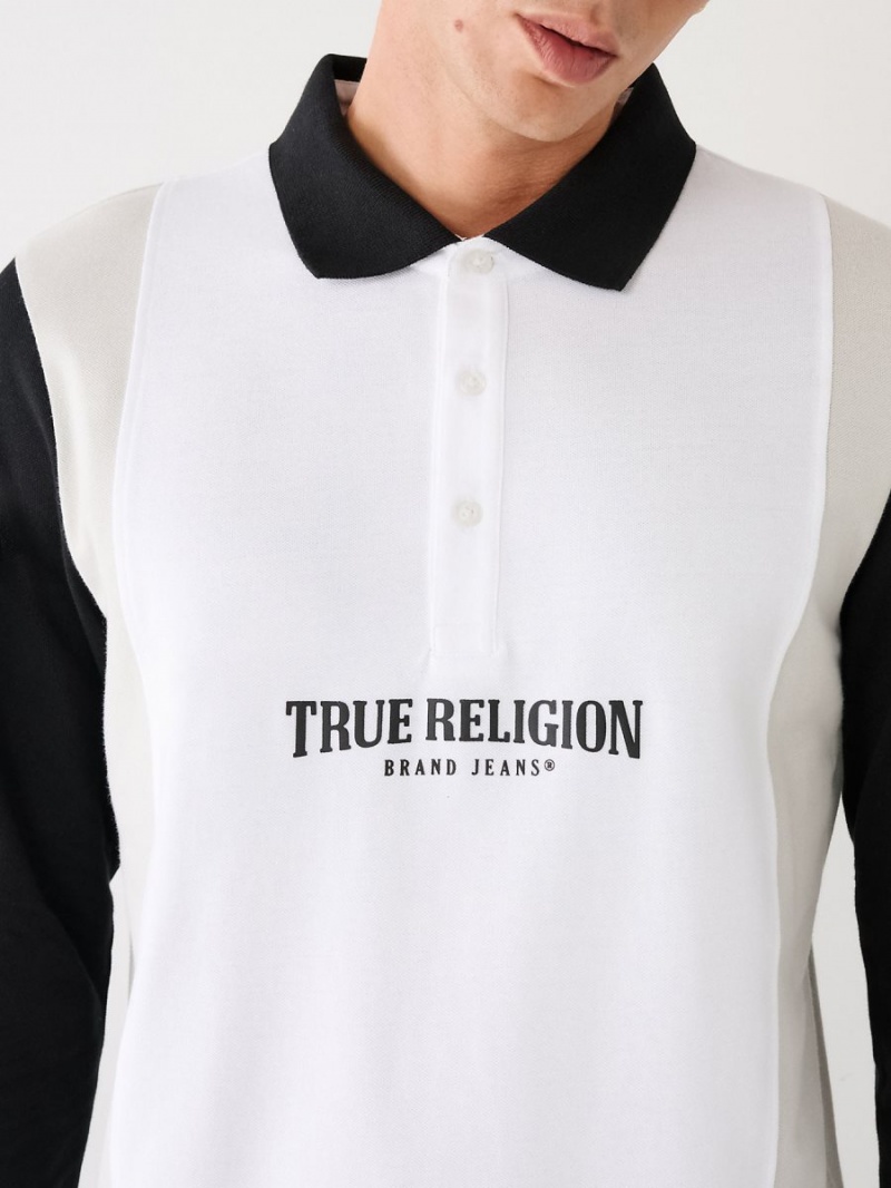 Camisas True Religion Long Sleeve Logo Polo Negras | 60ZKDHCBY