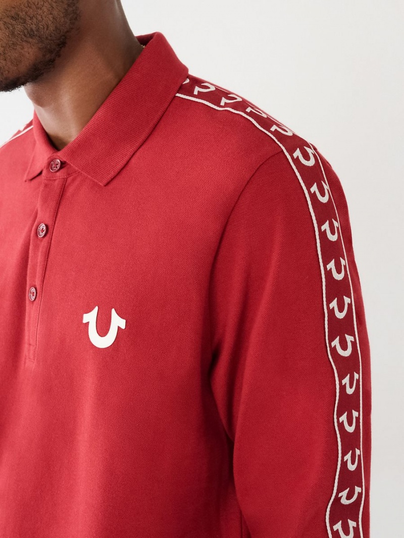 Camisas True Religion Long Sleeve Logo Polo Rojas | 32BYNTSAI