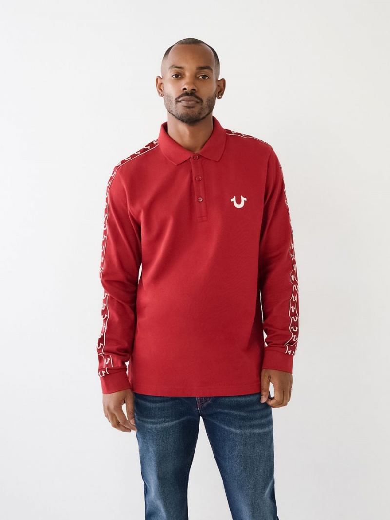 Camisas True Religion Long Sleeve Logo Polo Rojas | 32BYNTSAI