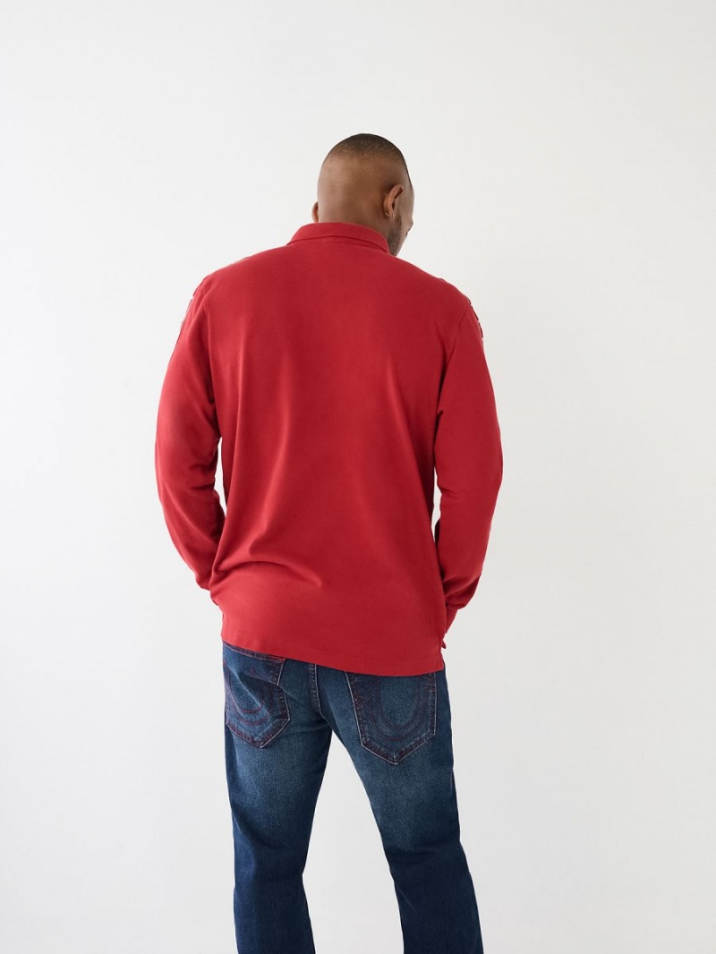 Camisas True Religion Long Sleeve Logo Polo Rojas | 32BYNTSAI