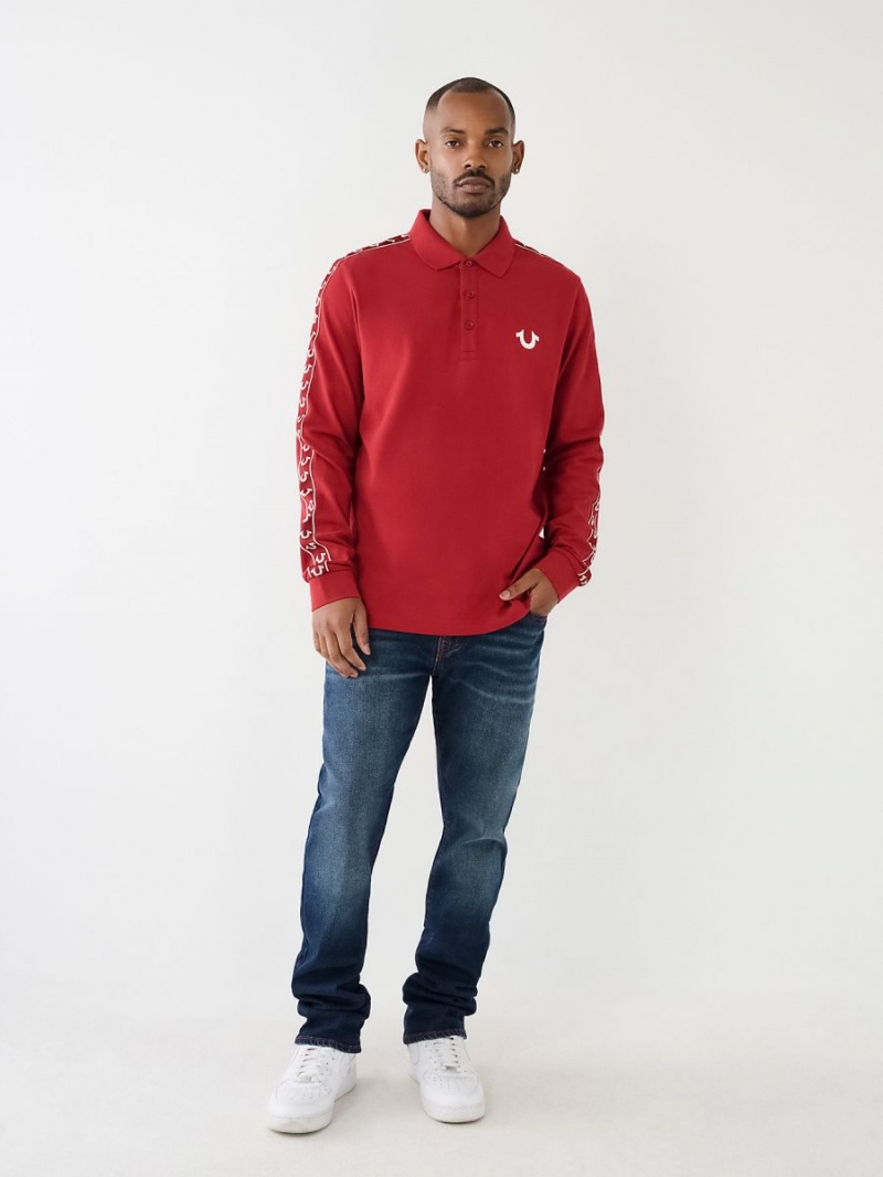 Camisas True Religion Long Sleeve Logo Polo Rojas | 32BYNTSAI