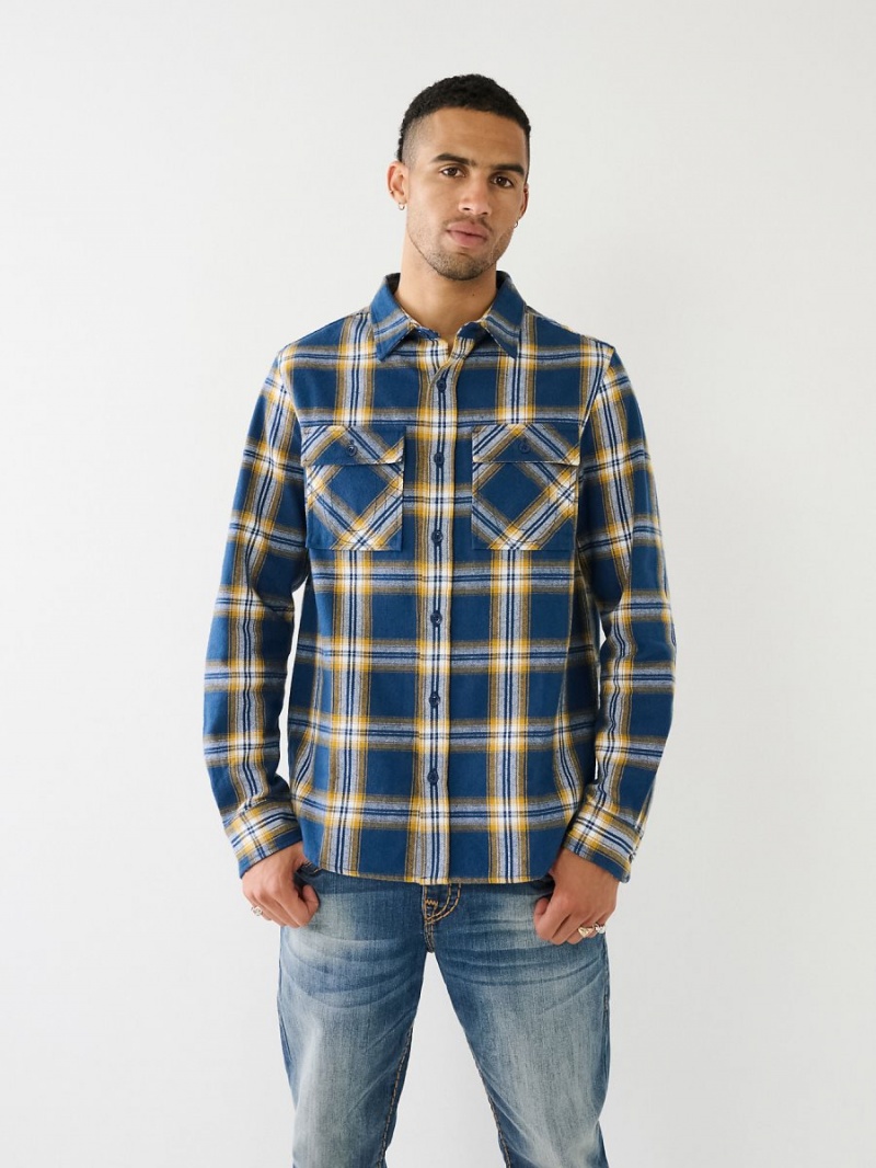 Camisas True Religion Plaid Azules | 81UQOXVMT