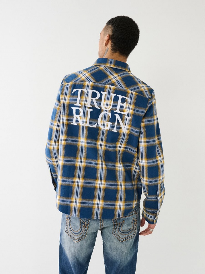 Camisas True Religion Plaid Azules | 81UQOXVMT