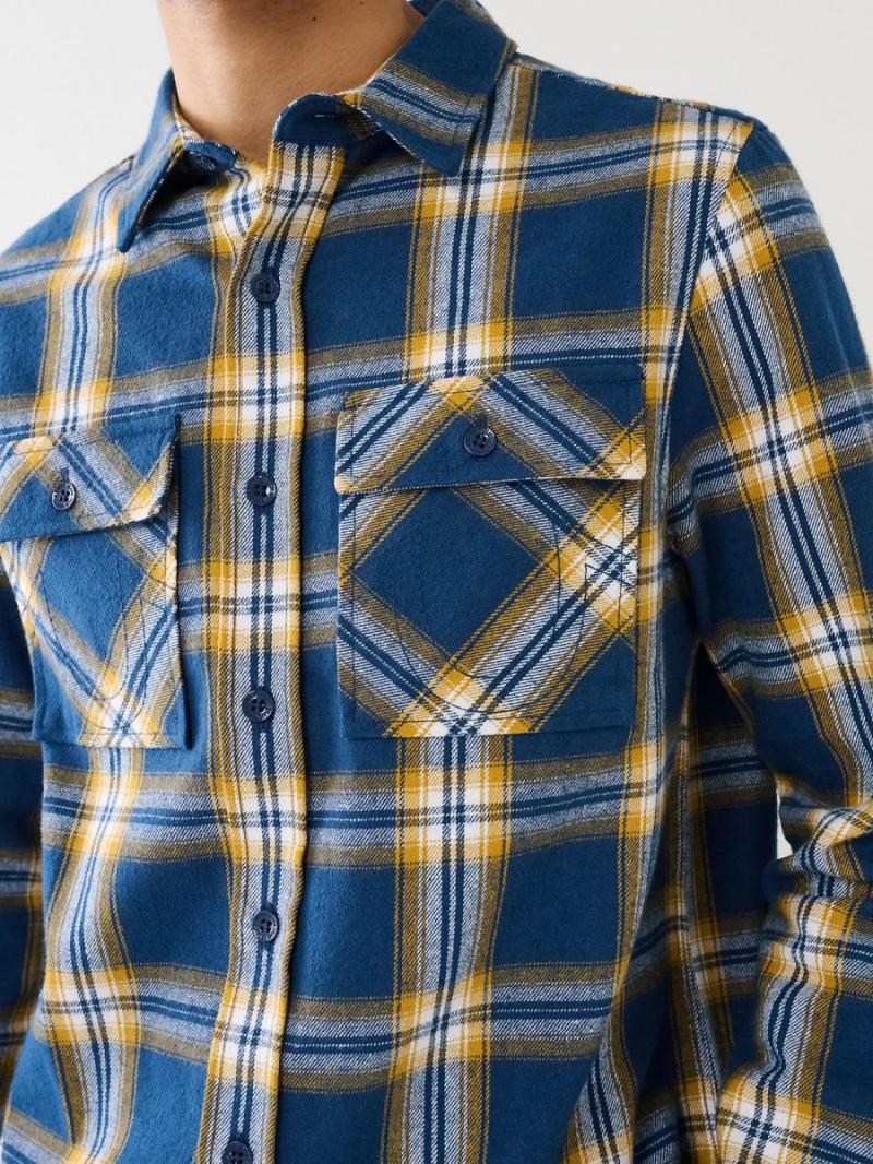 Camisas True Religion Plaid Azules | 81UQOXVMT