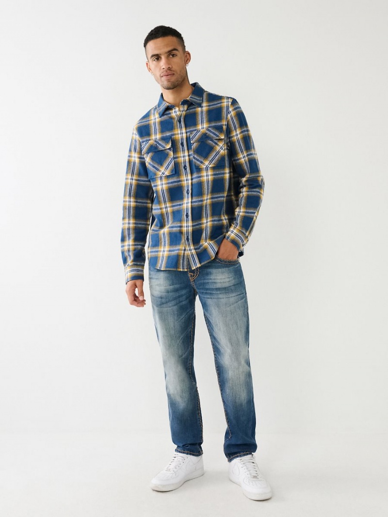 Camisas True Religion Plaid Azules | 81UQOXVMT