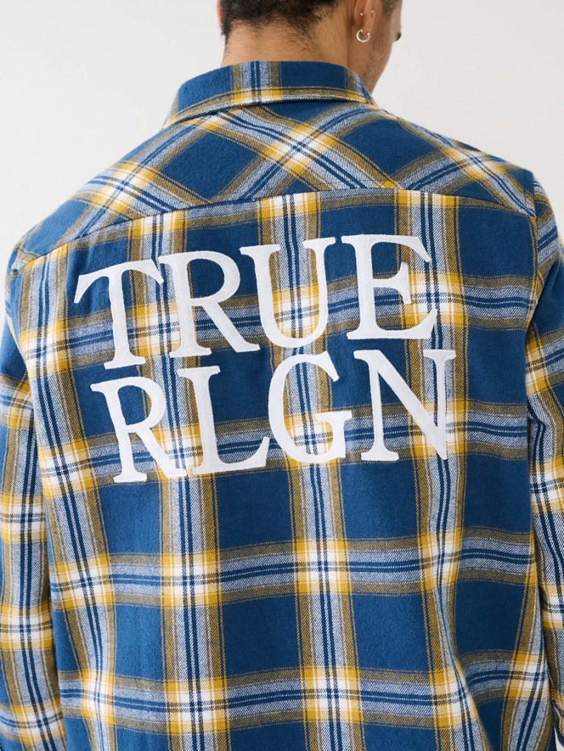 Camisas True Religion Plaid Azules | 81UQOXVMT