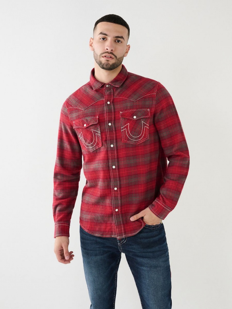 Camisas True Religion Plaid Big T Western Redwood | 05YWHCTDF