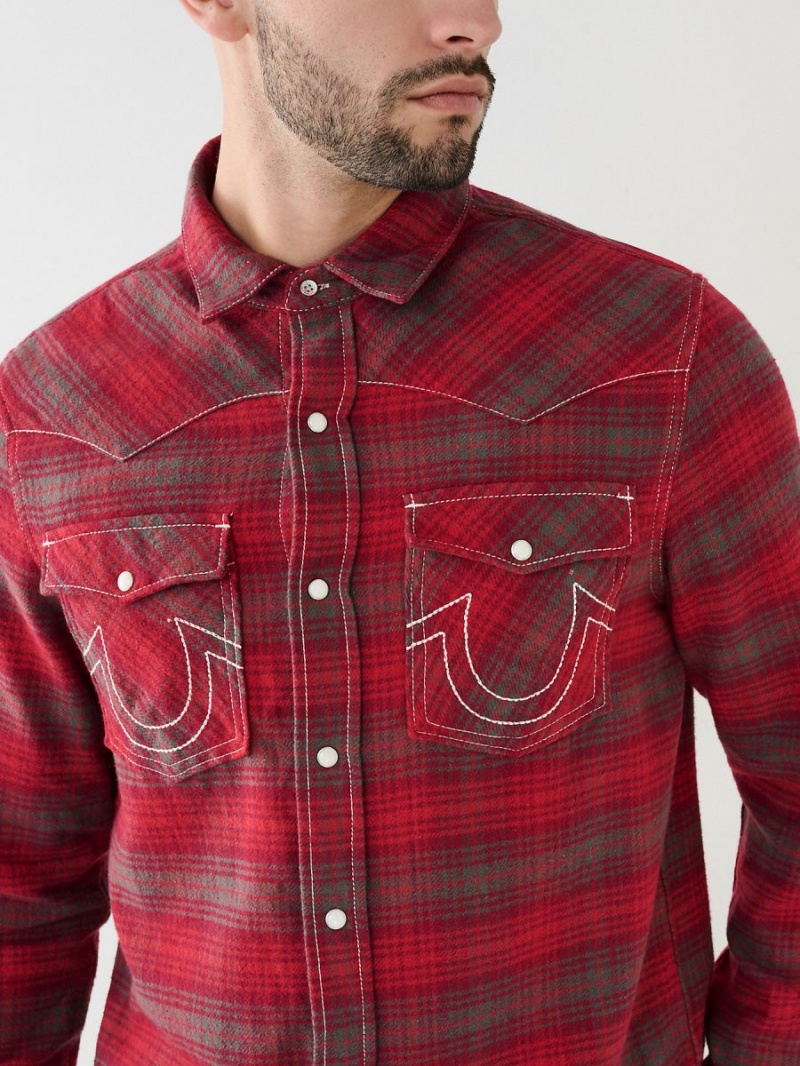 Camisas True Religion Plaid Big T Western Redwood | 05YWHCTDF