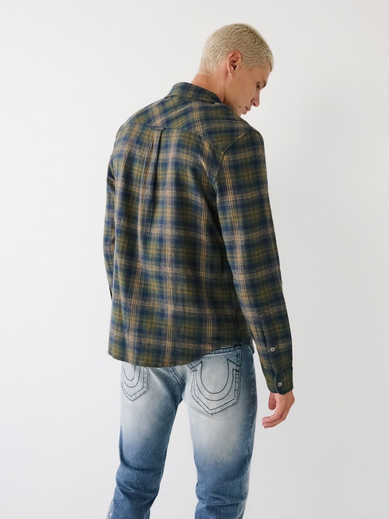 Camisas True Religion Plaid Flannel Verde | 81OXNHRGY