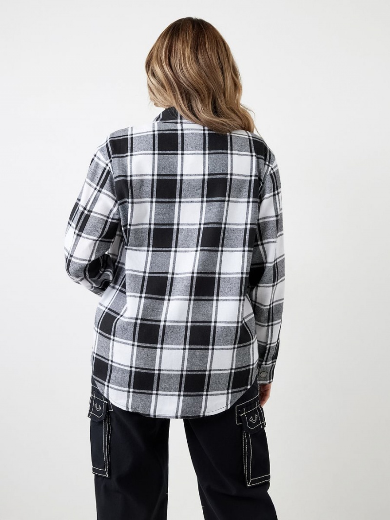 Camisas True Religion Plaid Horseshoe Single Needle Negras | 27YTGAXQR