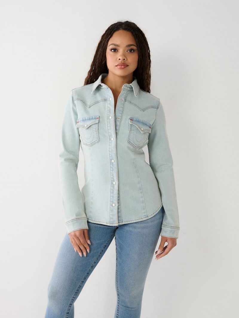 Camisas True Religion Western Denim Walking Downtown | 74LBHJQOY