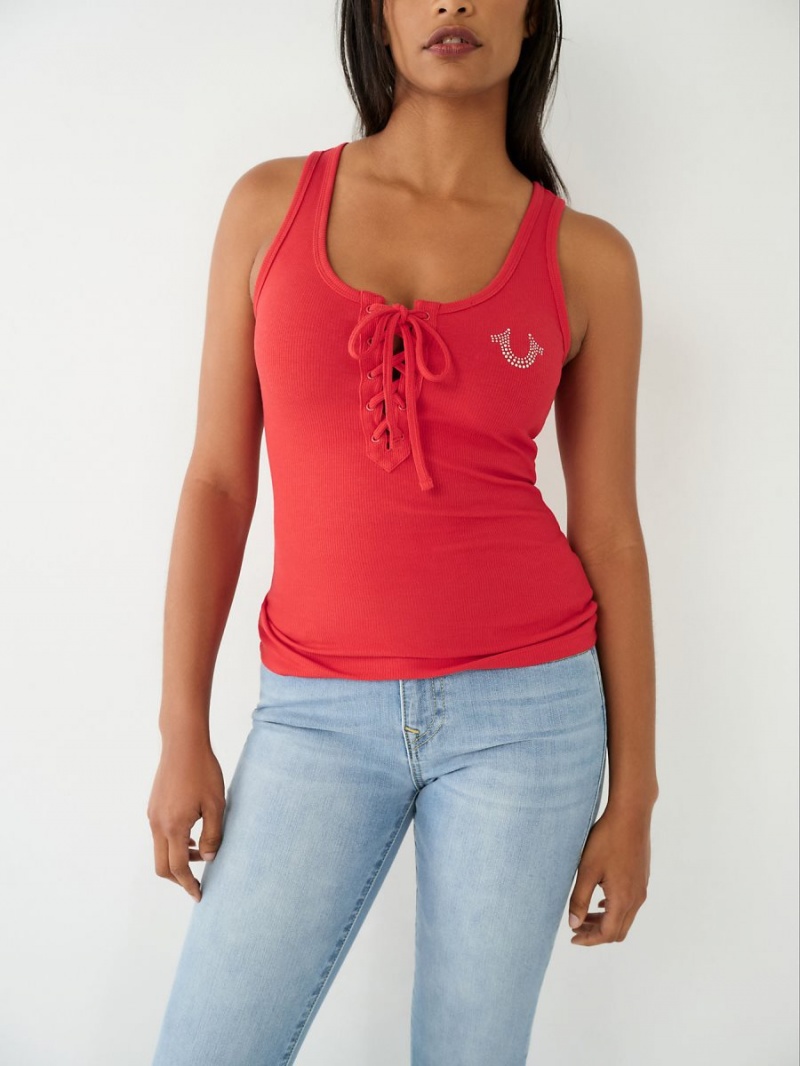 Camiseta Tirantes True Religion Encaje Up Studded Logo SORBET | 45EHRQULF