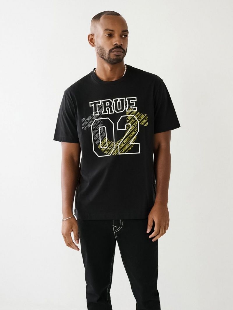 Camiseta True Religion 02 Logo Negras | 64GCVROHA