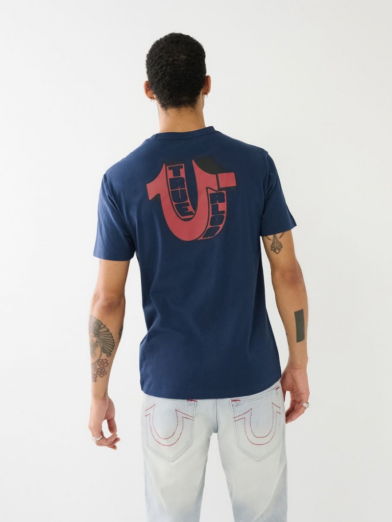 Camiseta True Religion 3d Hs Buddha Logo Navy/Sapphire | 89QYNAZDM