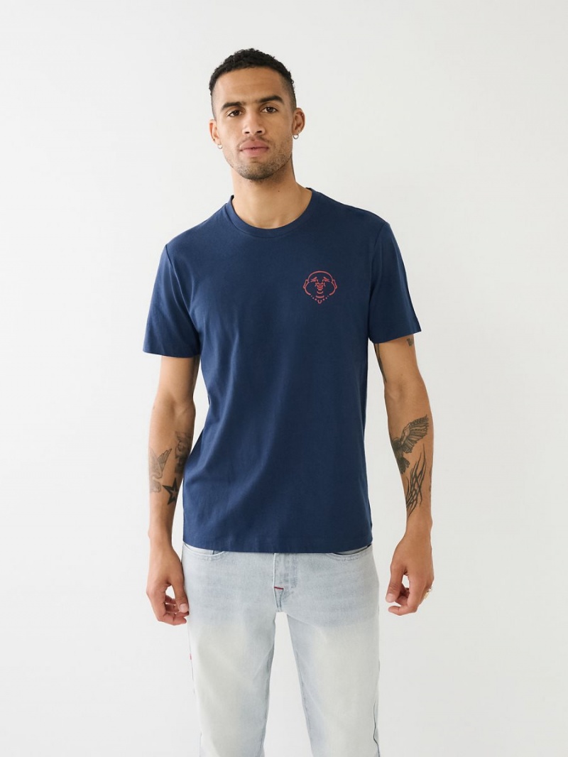 Camiseta True Religion 3d Hs Buddha Logo Navy/Sapphire | 89QYNAZDM