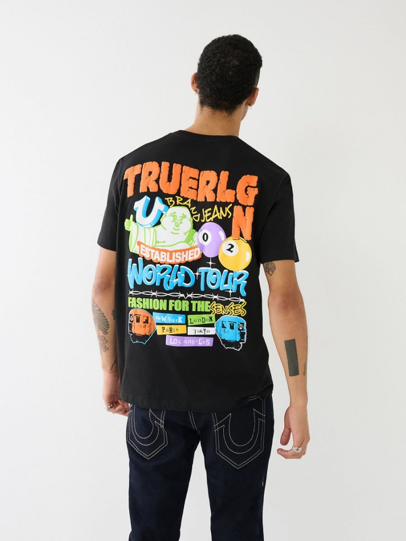 Camiseta True Religion Billiard Buddha Logo Negras | 10VTLCMQO