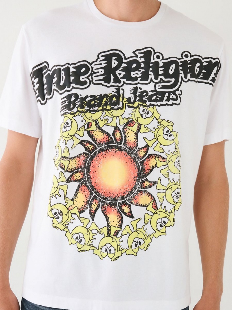 Camiseta True Religion Blazing Shoey Estampadas Relaxed Blancas | 39EZDCJRU