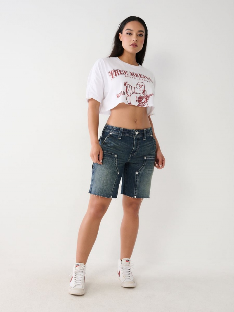 Camiseta True Religion Buddha Crop Blancas | 62ERDLXUB