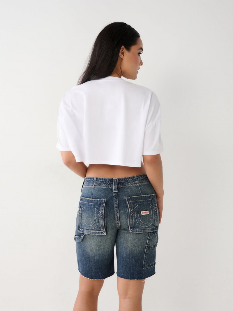 Camiseta True Religion Buddha Crop Blancas | 62ERDLXUB