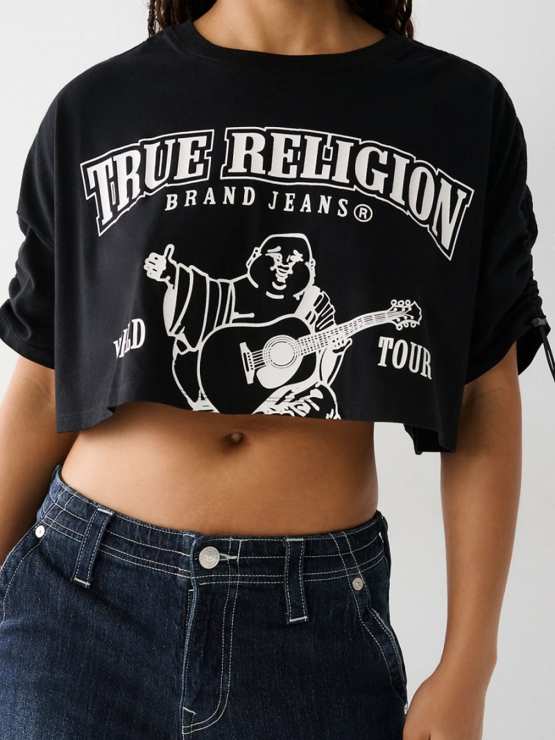 Camiseta True Religion Buddha Crop Negras | 35YJNHPBS