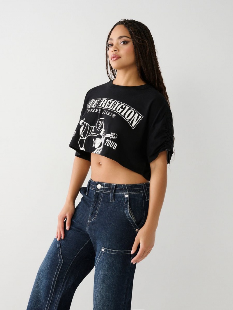 Camiseta True Religion Buddha Crop Negras | 35YJNHPBS