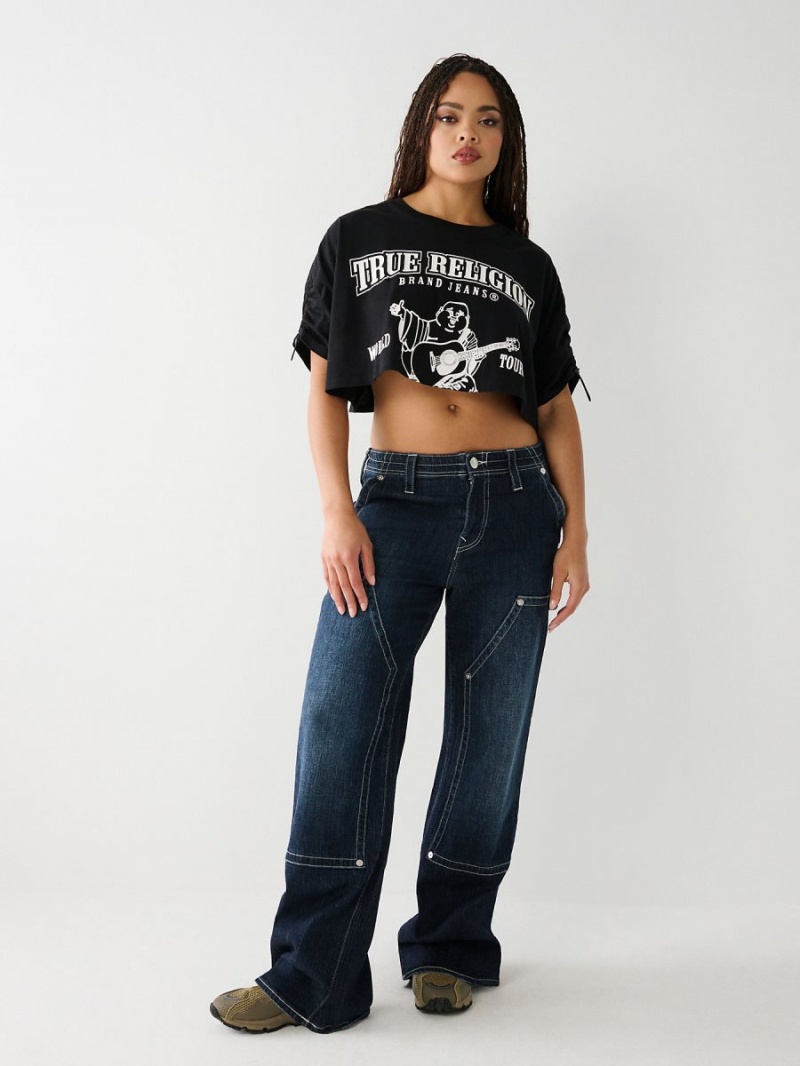 Camiseta True Religion Buddha Crop Negras | 35YJNHPBS