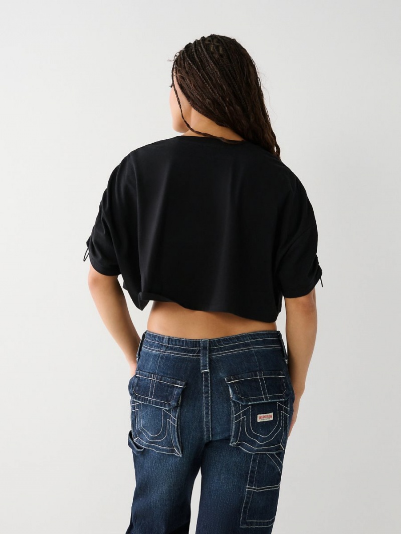 Camiseta True Religion Buddha Crop Negras | 35YJNHPBS