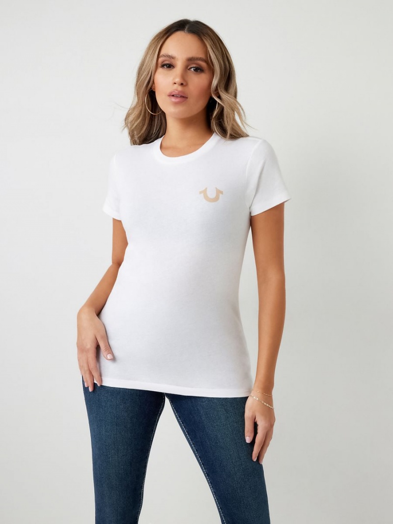 Camiseta True Religion Buddha Estampadas Stud Blancas | 52RUCANJQ