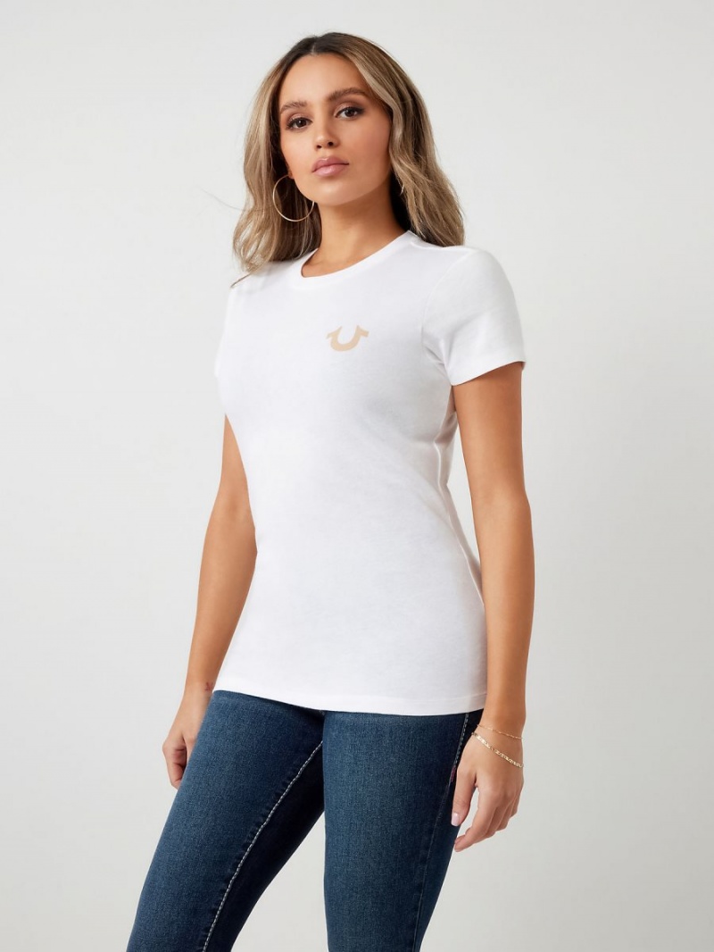 Camiseta True Religion Buddha Estampadas Stud Blancas | 52RUCANJQ