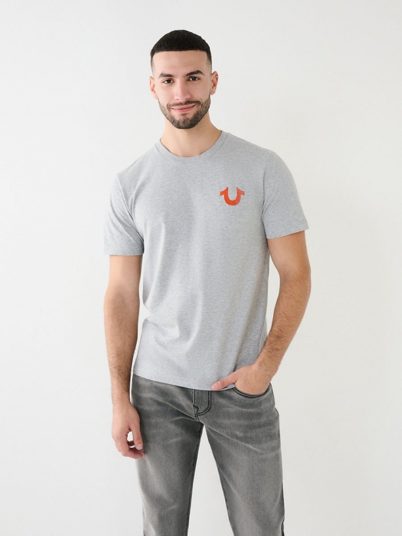 Camiseta True Religion Buddha Logo Crew Gris | 46JHYNWBE