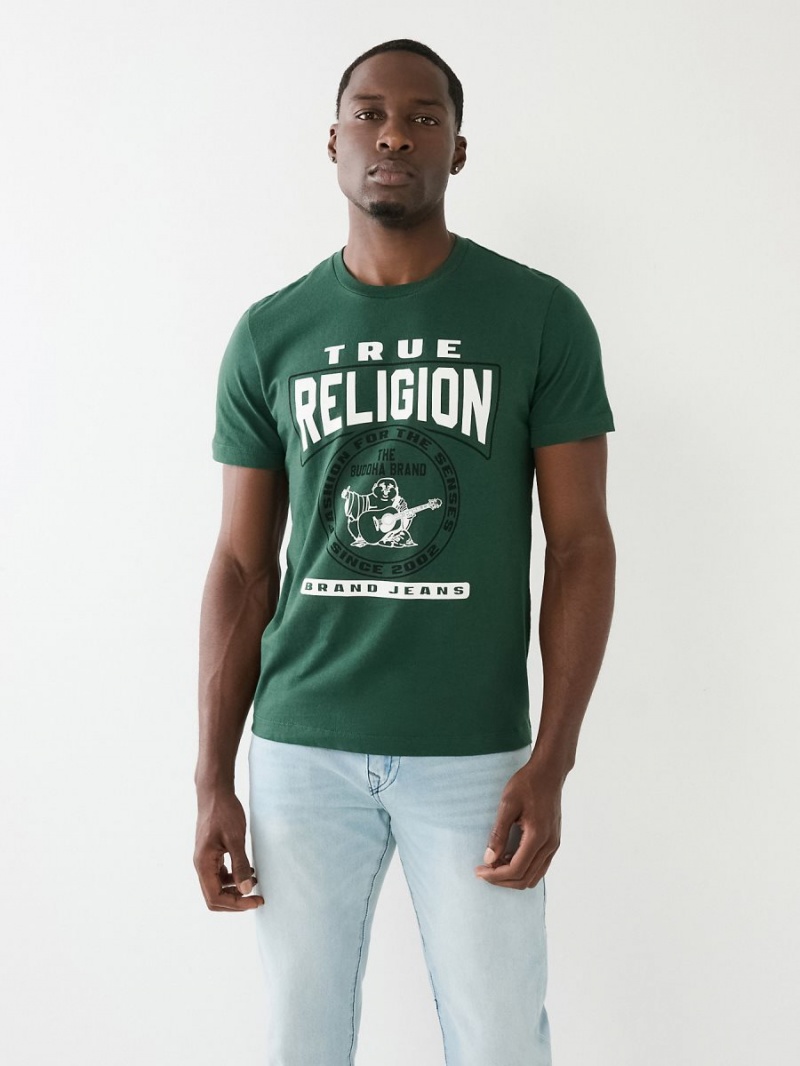 Camiseta True Religion Buddha Logo Crew Neck Green/Brown | 71WBVNHYX