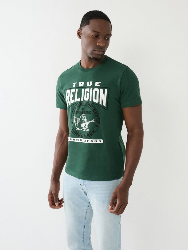 Camiseta True Religion Buddha Logo Crew Neck Green/Brown | 71WBVNHYX